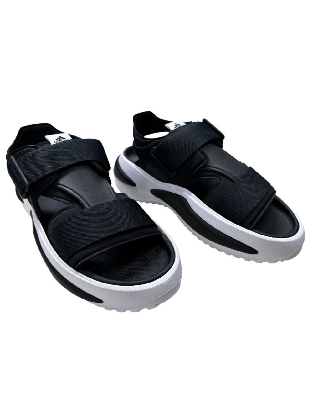 Adidas Sandals Mehana Womens Size 11 Black White Slides Adjustable Straps IF7365